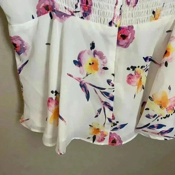 Parker Floral‎ Flowy Tank Top White Size Large - Picture 8 of 10